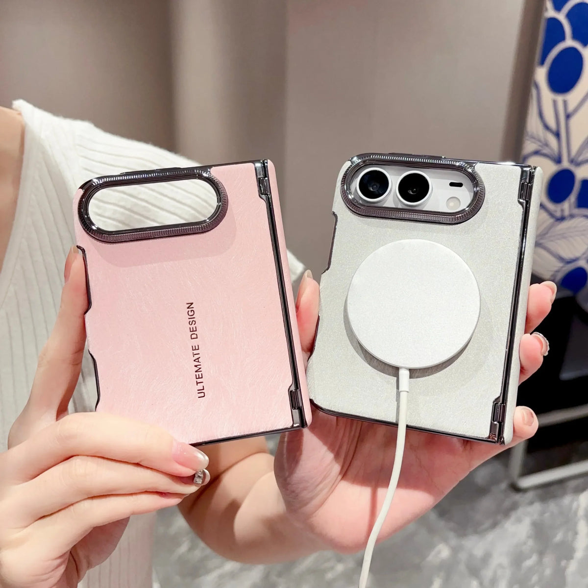 Soft-Touch Leather Case with Chrome Hinge for iPhone Duo