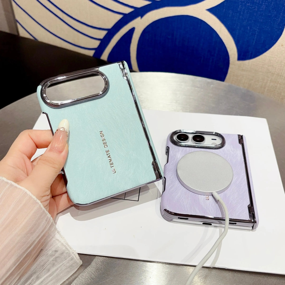 Soft-Touch Leather Case with Chrome Hinge for iPhone Duo