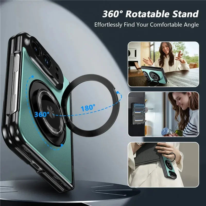 Matte Magnetic Case with Ring Holder for iPhone Duo