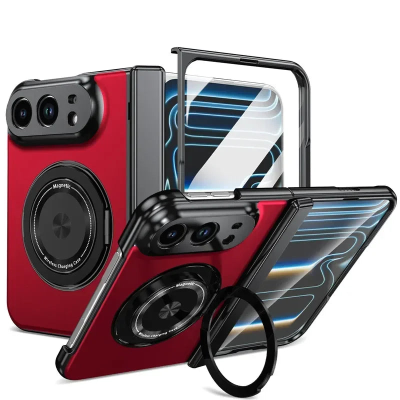 Matte Magnetic Case with Ring Holder for iPhone Duo