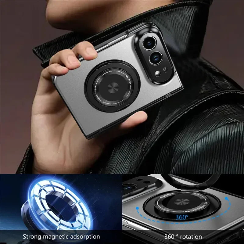 Matte Magnetic Case with Ring Holder for iPhone Duo