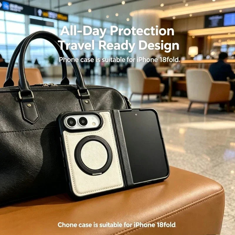 Premium Leather Magnetic Case with Rotating Stand for iPhone Duo
