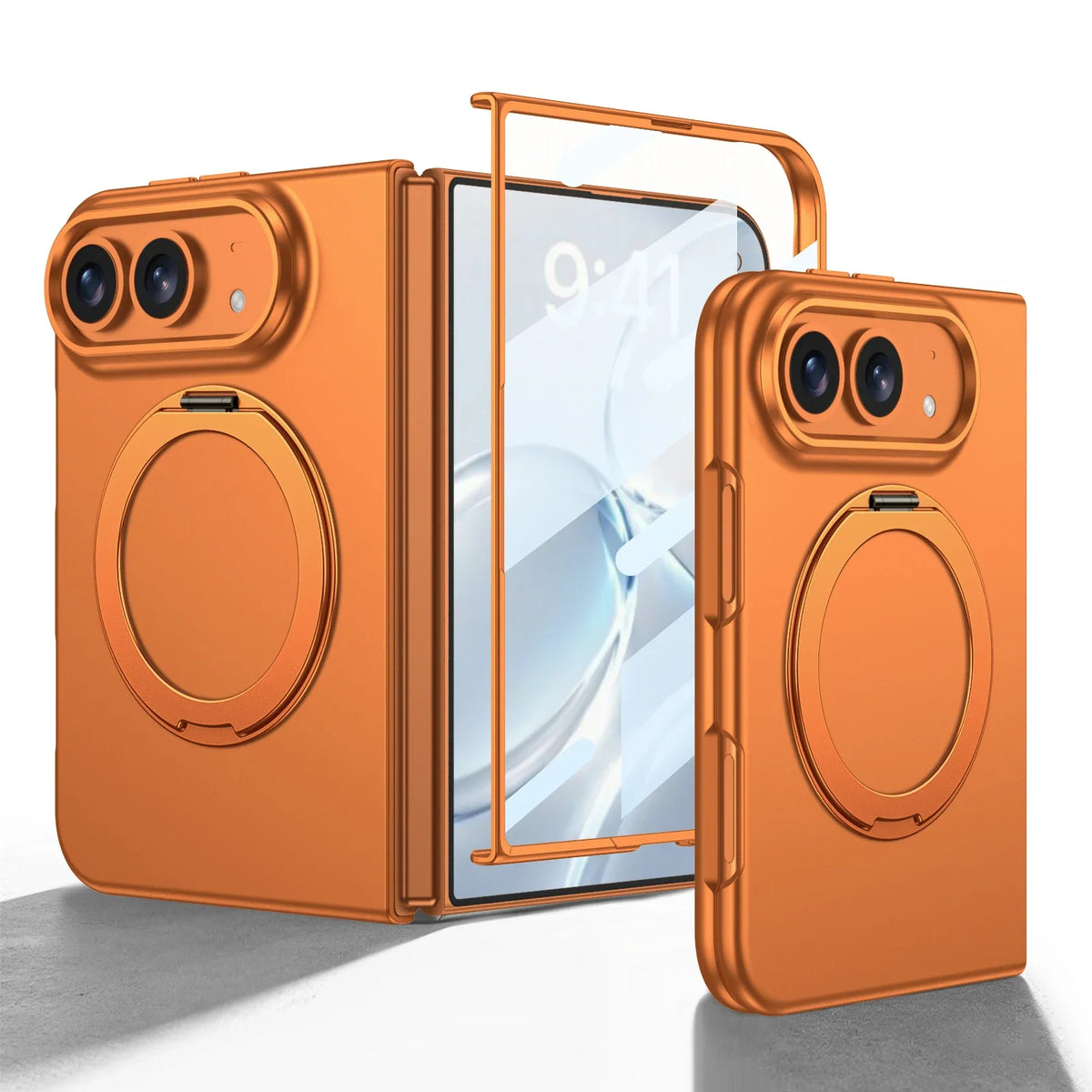 Ultra-Thin Matte Magnetic Case with Ring Holder for iPhone Duo