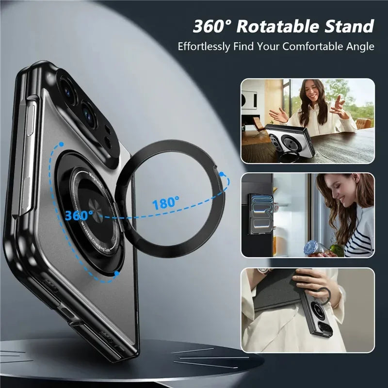 Matte Magnetic Case with Ring Holder for iPhone Duo