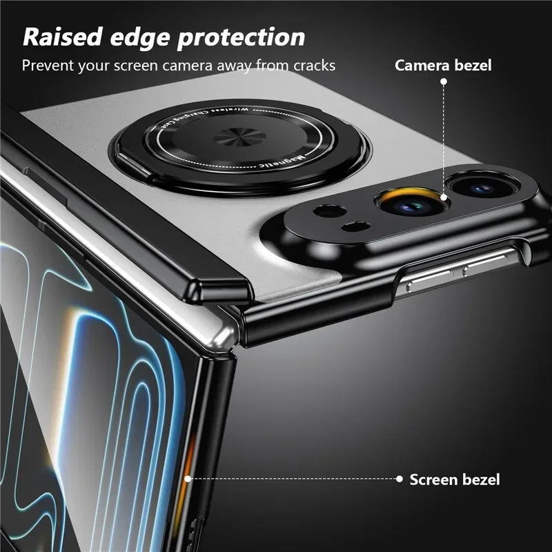 Matte Magnetic Case with Ring Holder for iPhone Duo