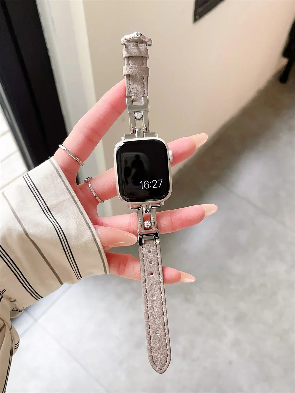 Diamonds Leather Strap For Apple Watch