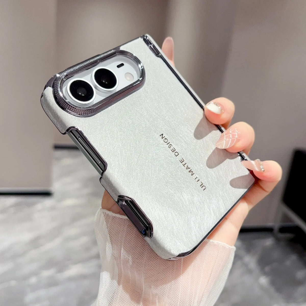 Soft-Touch Leather Case with Chrome Hinge for iPhone Duo