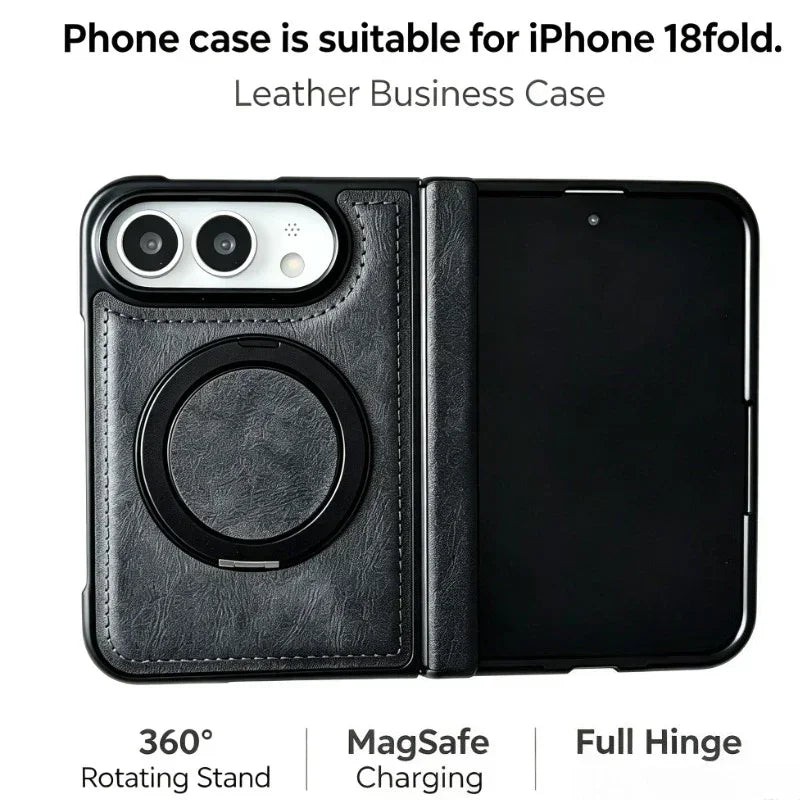 Premium Leather Magnetic Case with Rotating Stand for iPhone Duo