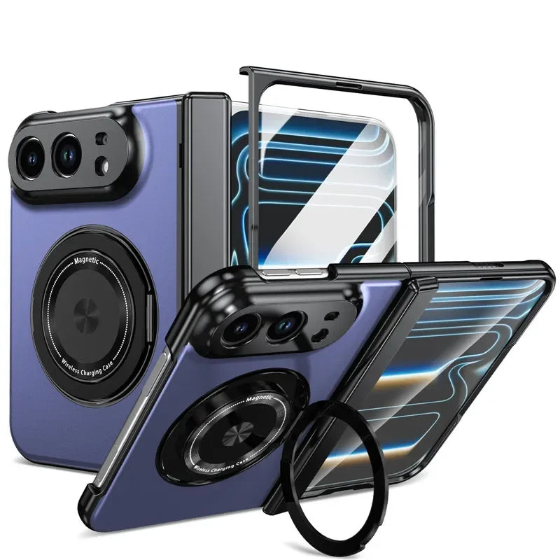 Matte Magnetic Case with Ring Holder for iPhone Duo