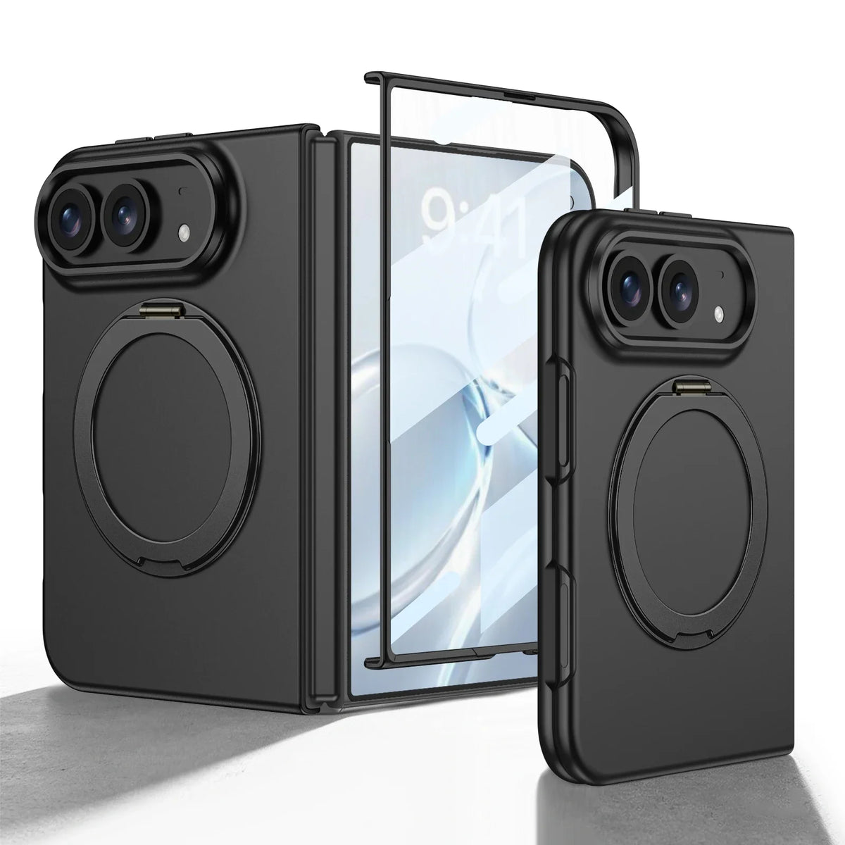 Ultra-Thin Matte Magnetic Case with Ring Holder for iPhone Duo