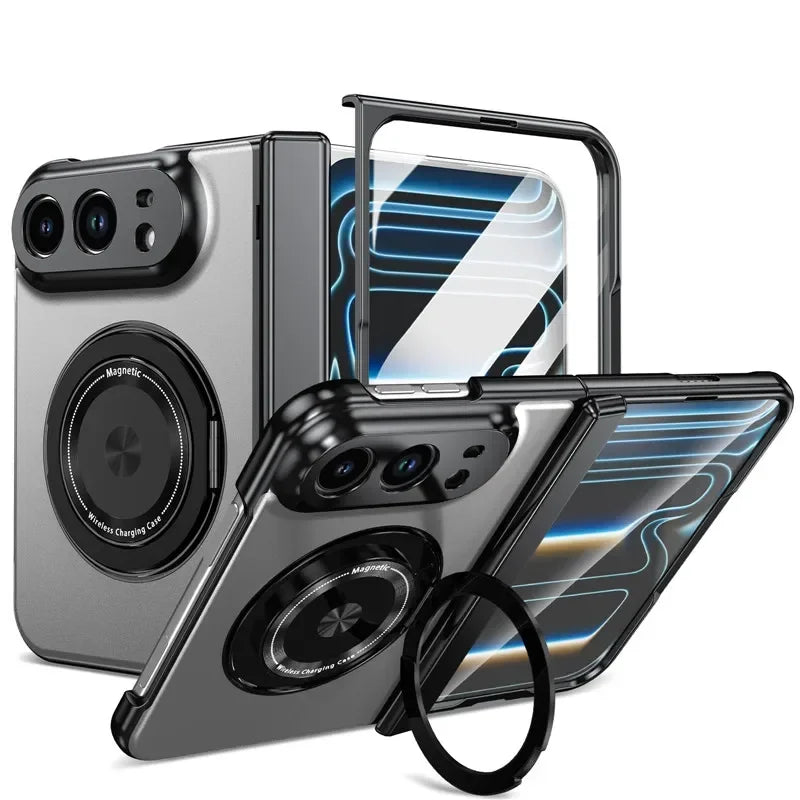 Matte Magnetic Case with Ring Holder for iPhone Duo