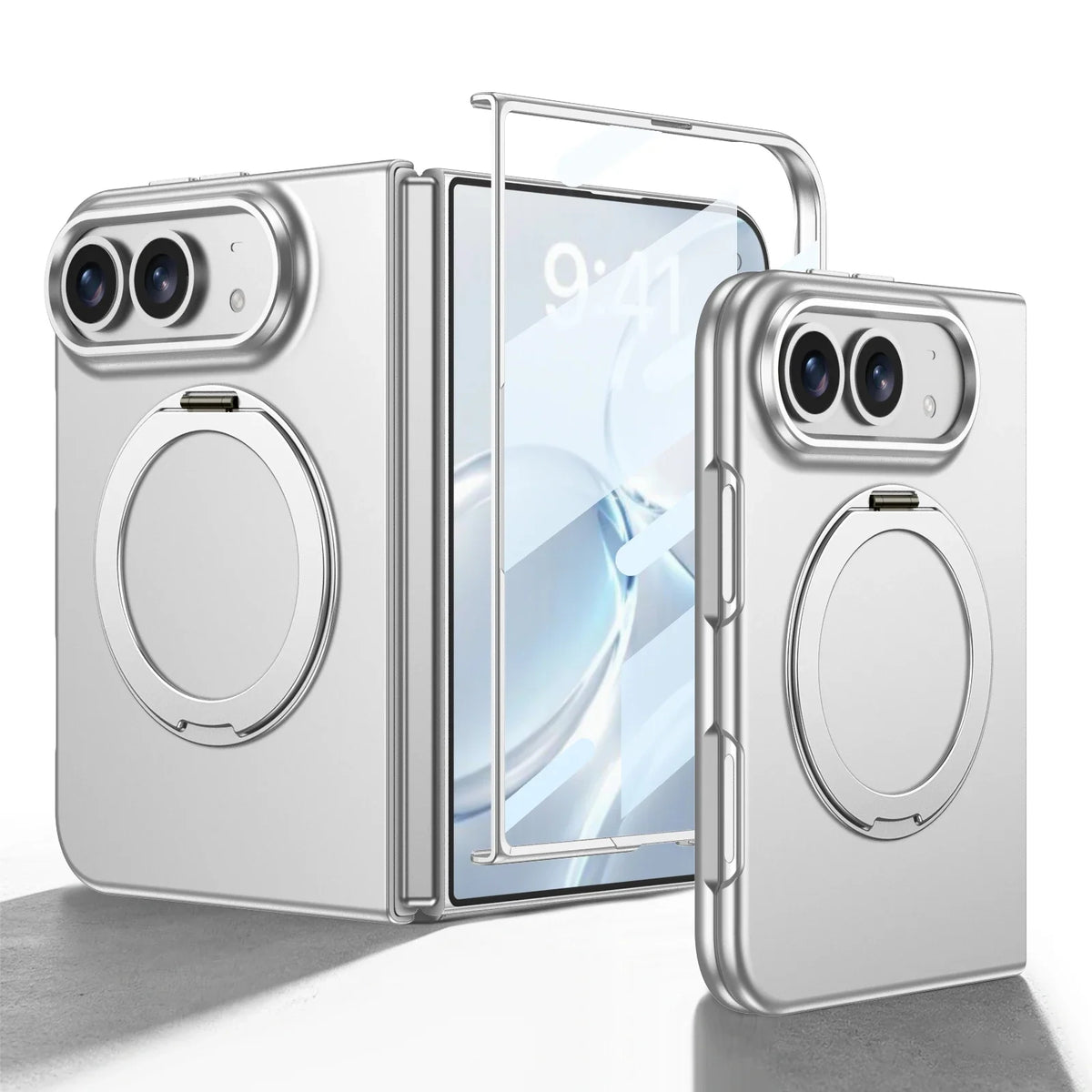 Ultra-Thin Matte Magnetic Case with Ring Holder for iPhone Duo