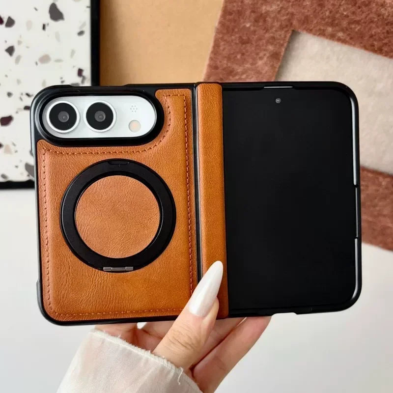 Premium Leather Magnetic Case with Rotating Stand for iPhone Duo