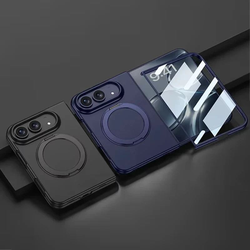 Ultra-Thin Matte Magnetic Case with Ring Holder for iPhone Duo