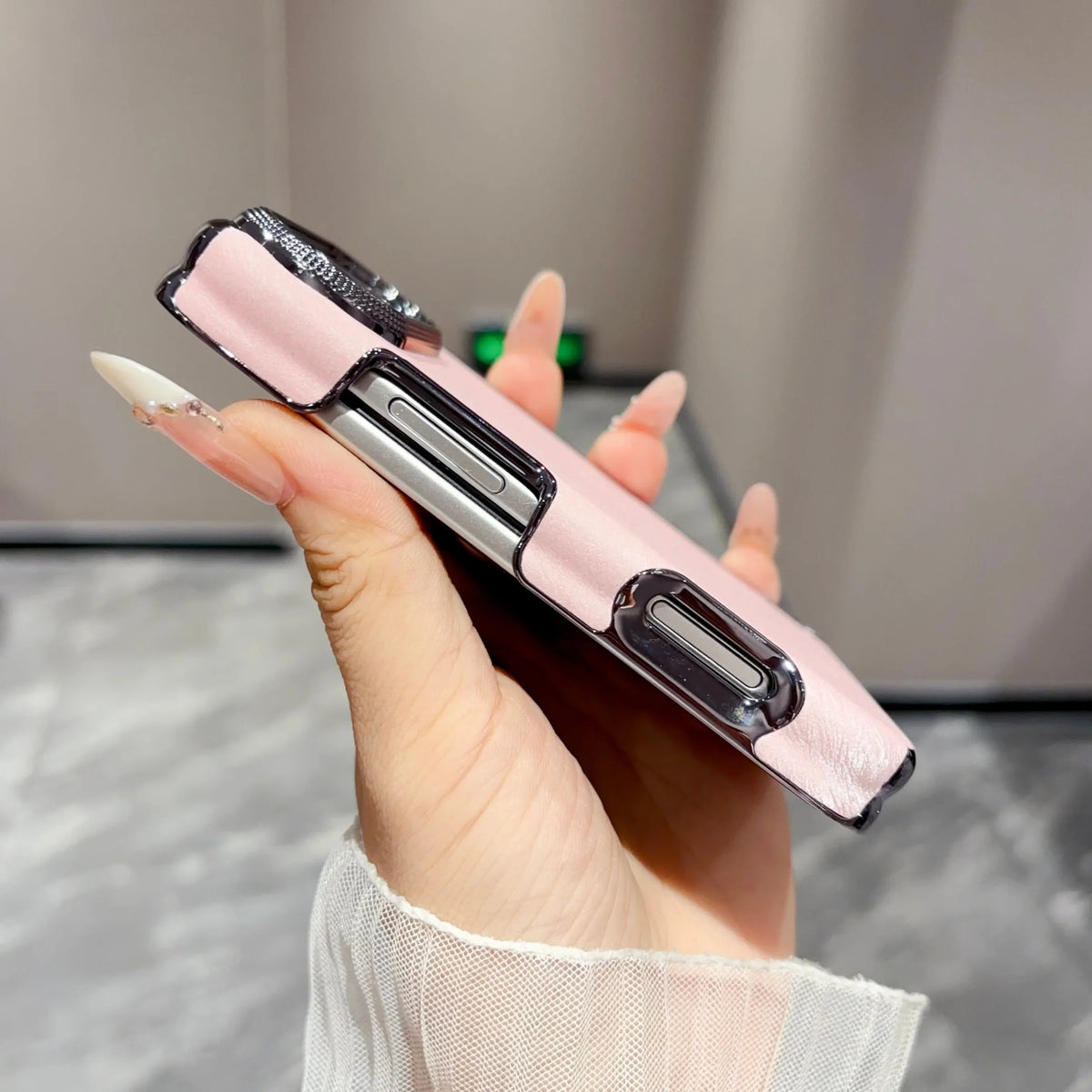 Soft-Touch Leather Case with Chrome Hinge for iPhone Duo