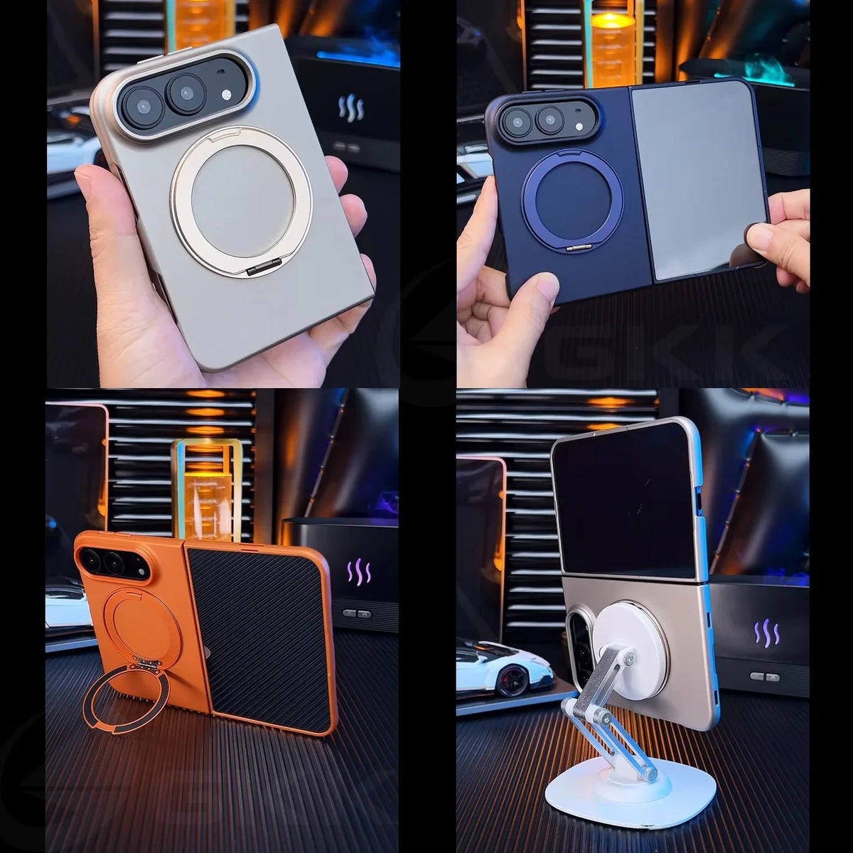 Ultra-Thin Matte Magnetic Case with Ring Holder for iPhone Duo