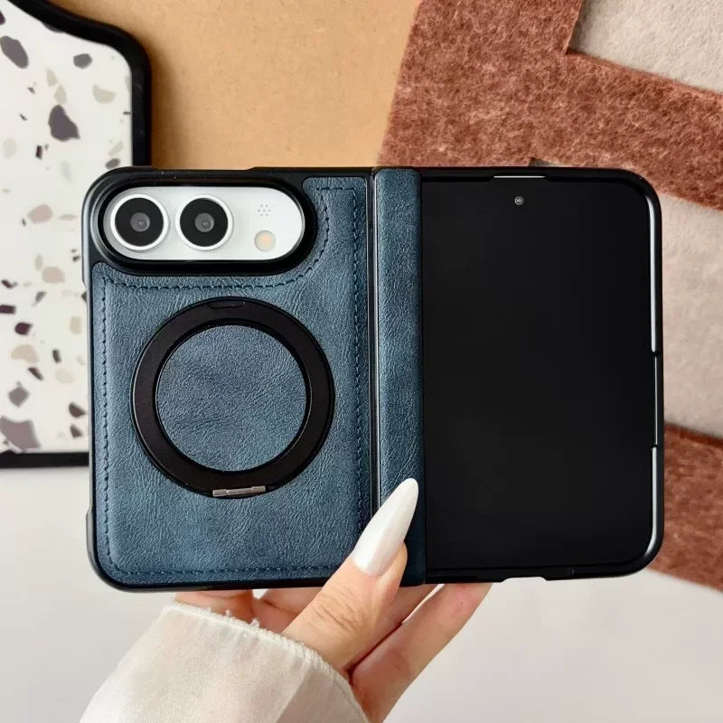 Premium Leather Magnetic Case with Rotating Stand for iPhone Duo