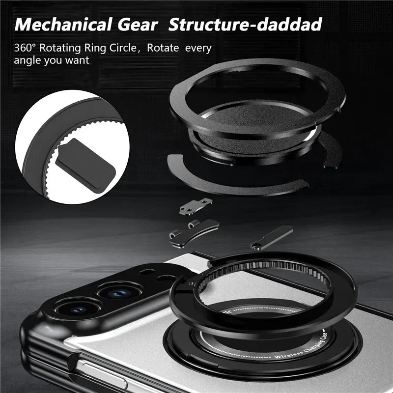 Matte Magnetic Case with Ring Holder for iPhone Duo