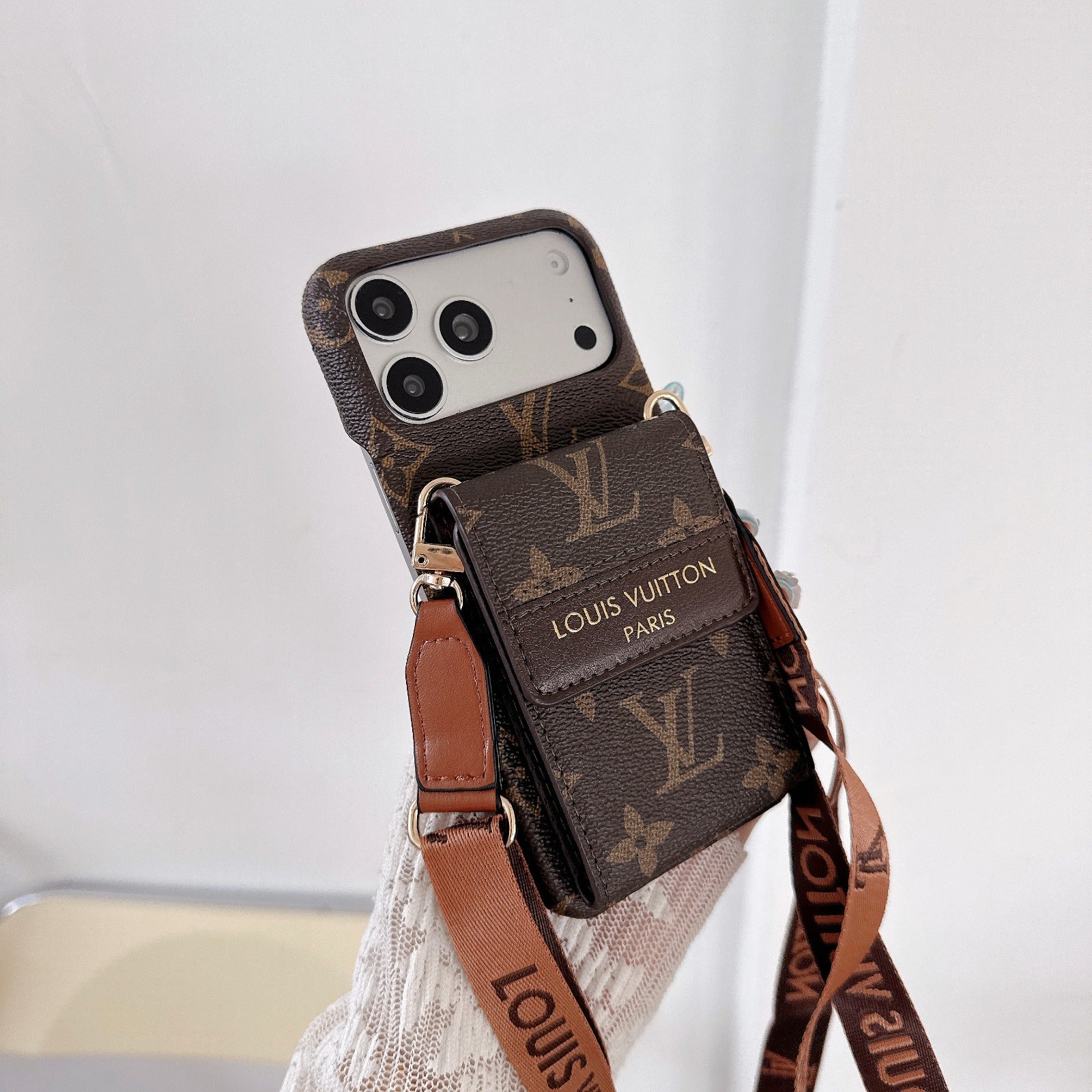 The Bag Life — Brown Monogram iPhone Crossbody Case with Full Flip Wallet