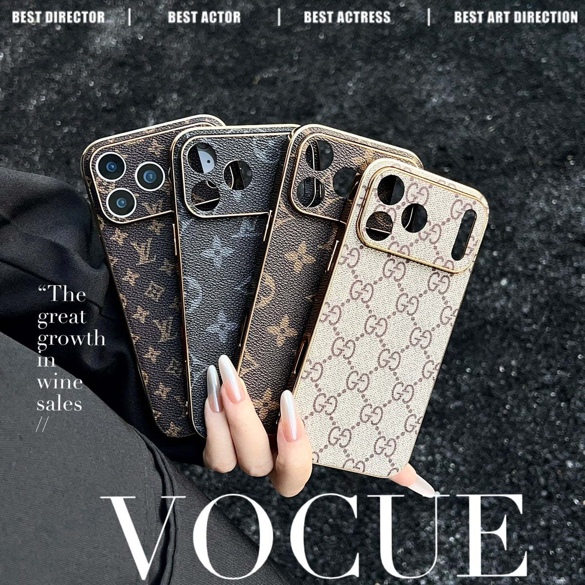 The Gold Edit - Luxuriös Monogram Leder iPhone Hülle – Ansicht 2