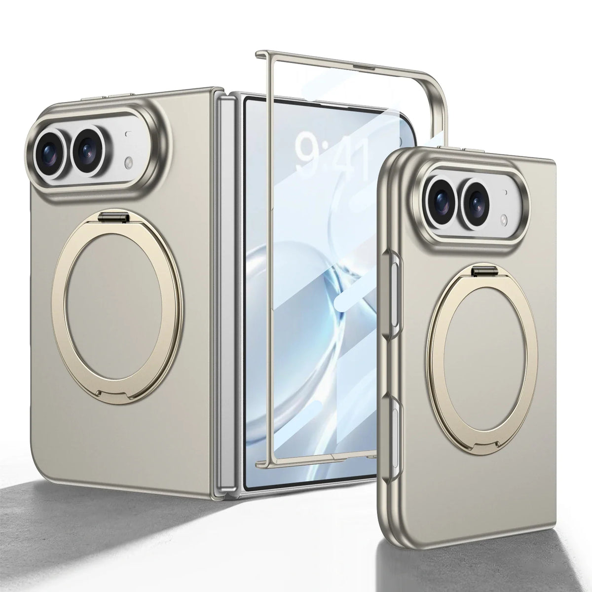 Ultra-Thin Matte Magnetic Case with Ring Holder for iPhone Duo