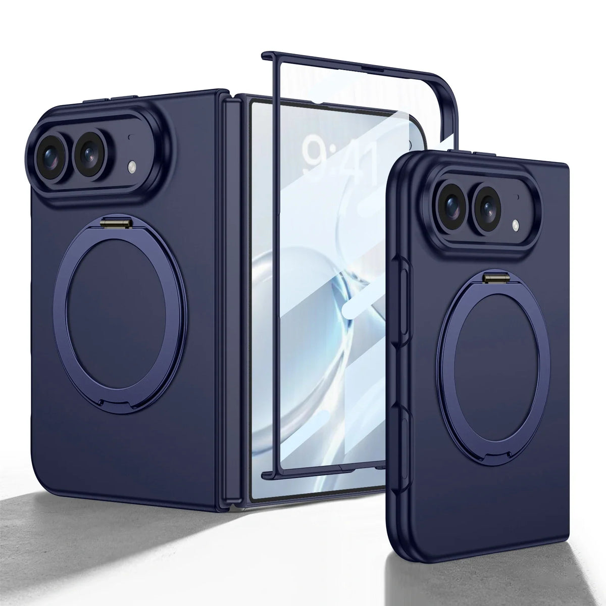 Ultra-Thin Matte Magnetic Case with Ring Holder for iPhone Duo