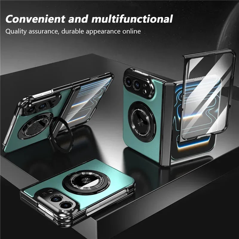 Matte Magnetic Case with Ring Holder for iPhone Duo