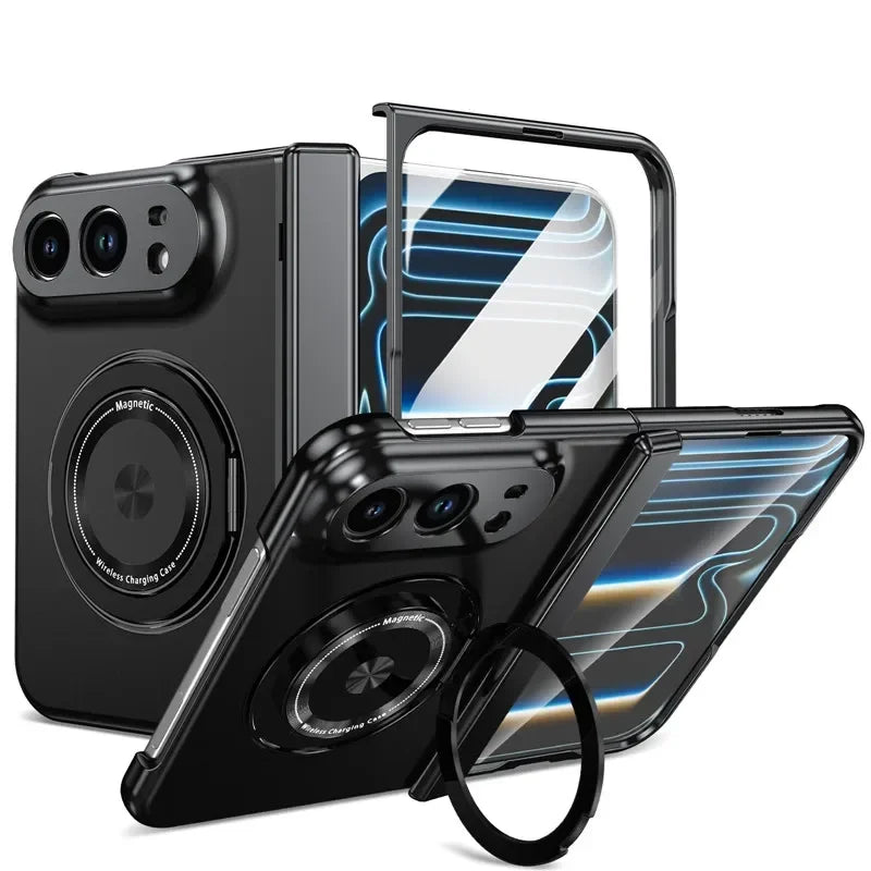 Matte Magnetic Case with Ring Holder for iPhone Duo