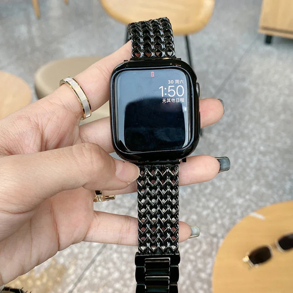 Braided Stainless Steel Armband For Apple Uhr Series – Ansicht 6
