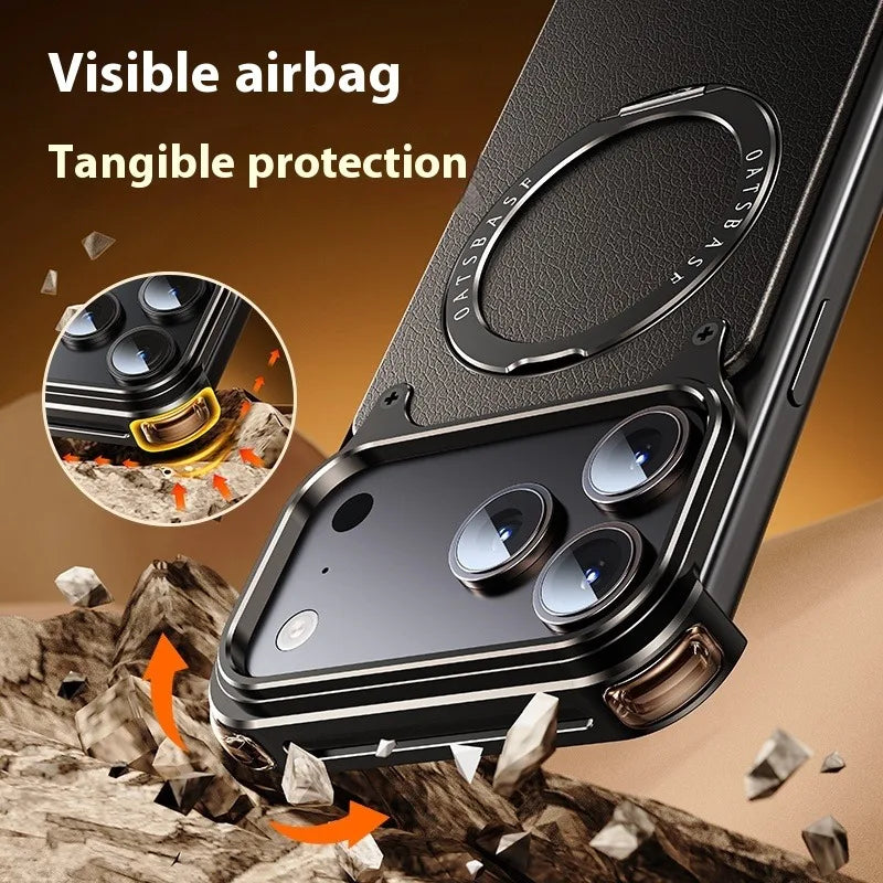 Genuine Leder MagSafe Armor iPhone 17 Hülle – Ansicht 3