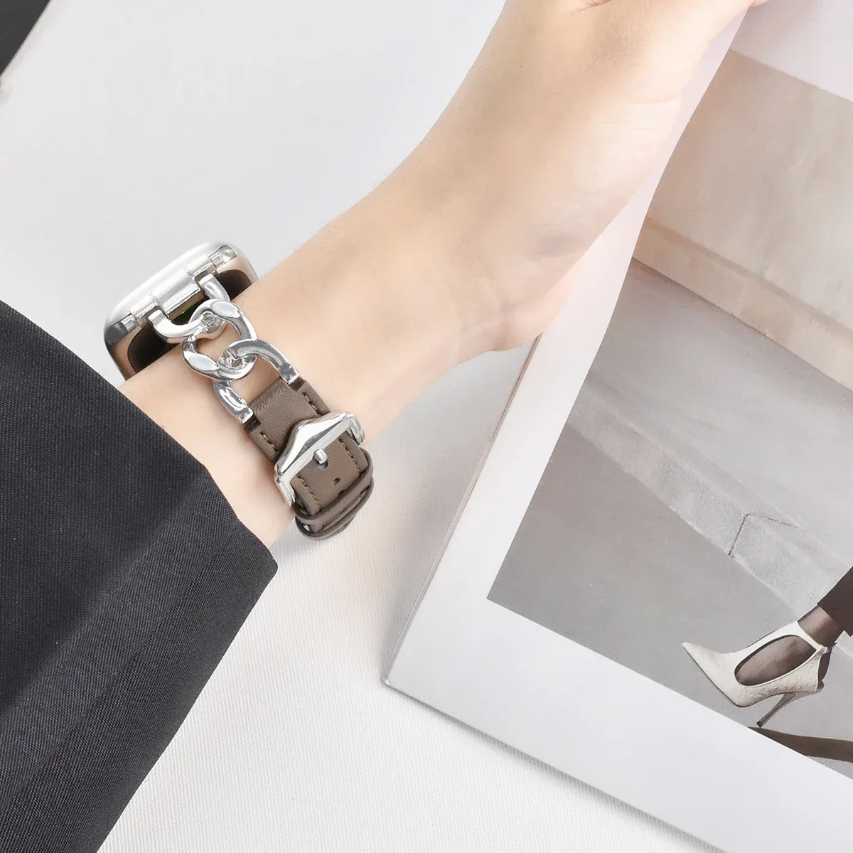 Metal Leder Armband For Apple Uhr – Ansicht 2