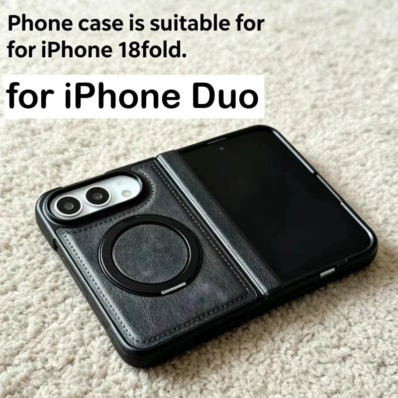 Premium Leather Magnetic Case with Rotating Stand for iPhone Duo