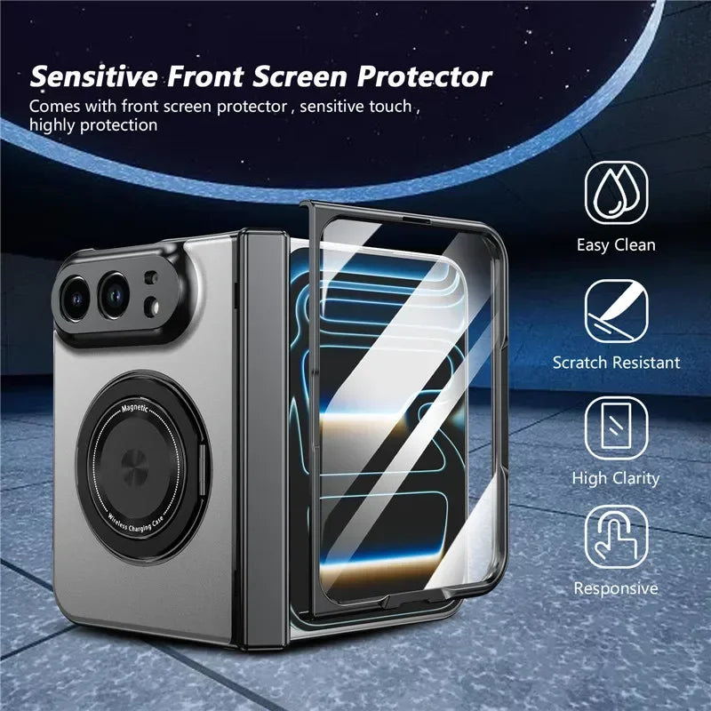 Matte Magnetic Case with Ring Holder for iPhone Duo