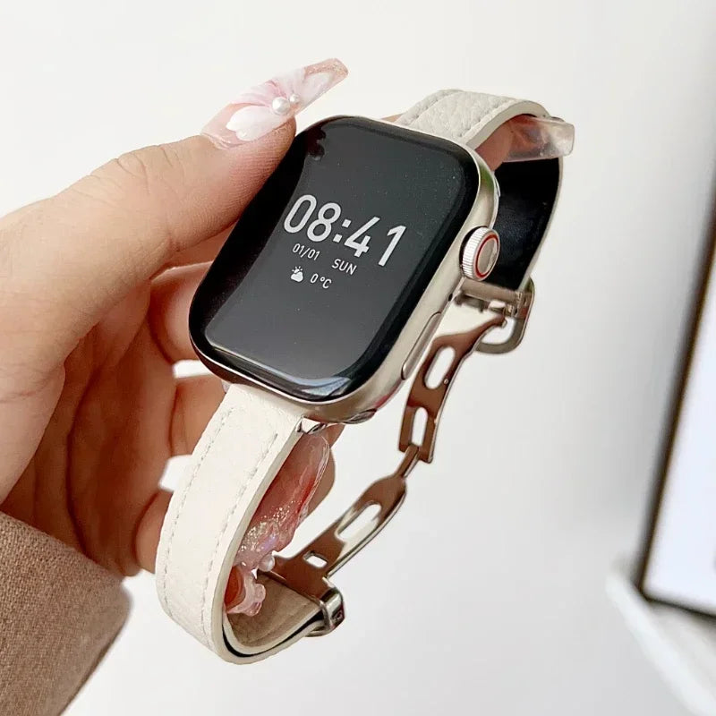 Leather Slim Strap For Apple Watch