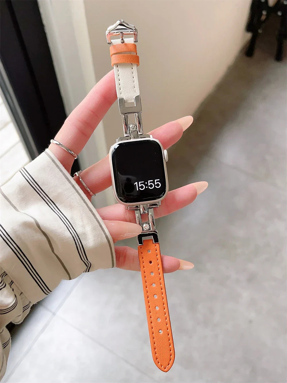 Diamonds Leather Strap For Apple Watch