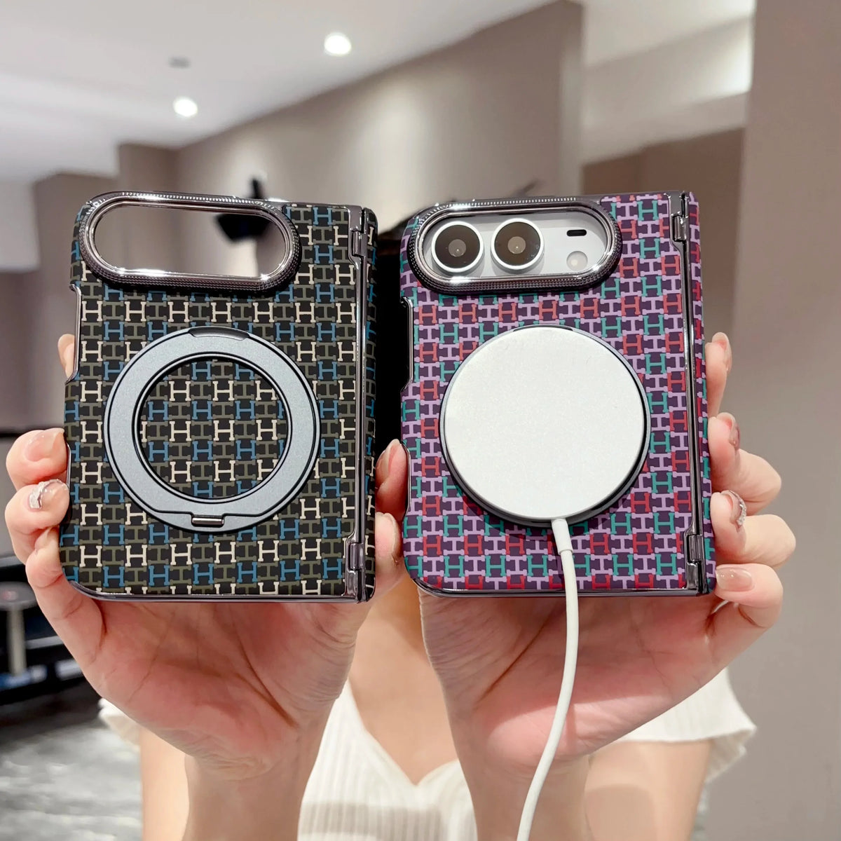 Shockproof Magnetic Case with 360° Rotating Ring Stand for iPhone Duo