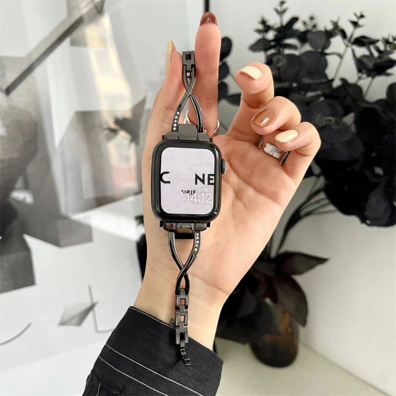 Diamond Stainless Steel Strap For Apple Watch