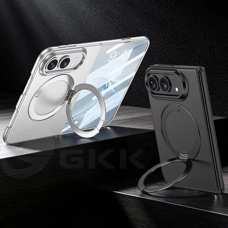 Ultra-Thin Matte Magnetic Case with Ring Holder for iPhone Duo