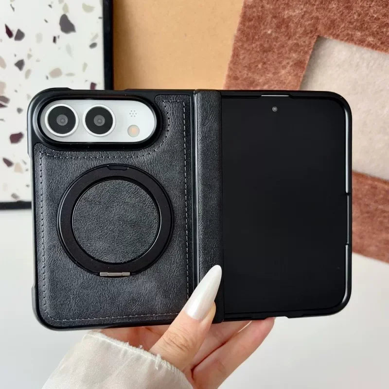 Premium Leather Magnetic Case with Rotating Stand for iPhone Duo