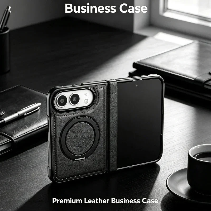 Premium Leather Magnetic Case with Rotating Stand for iPhone Duo