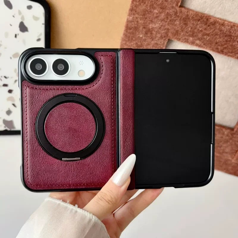 Premium Leather Magnetic Case with Rotating Stand for iPhone Duo