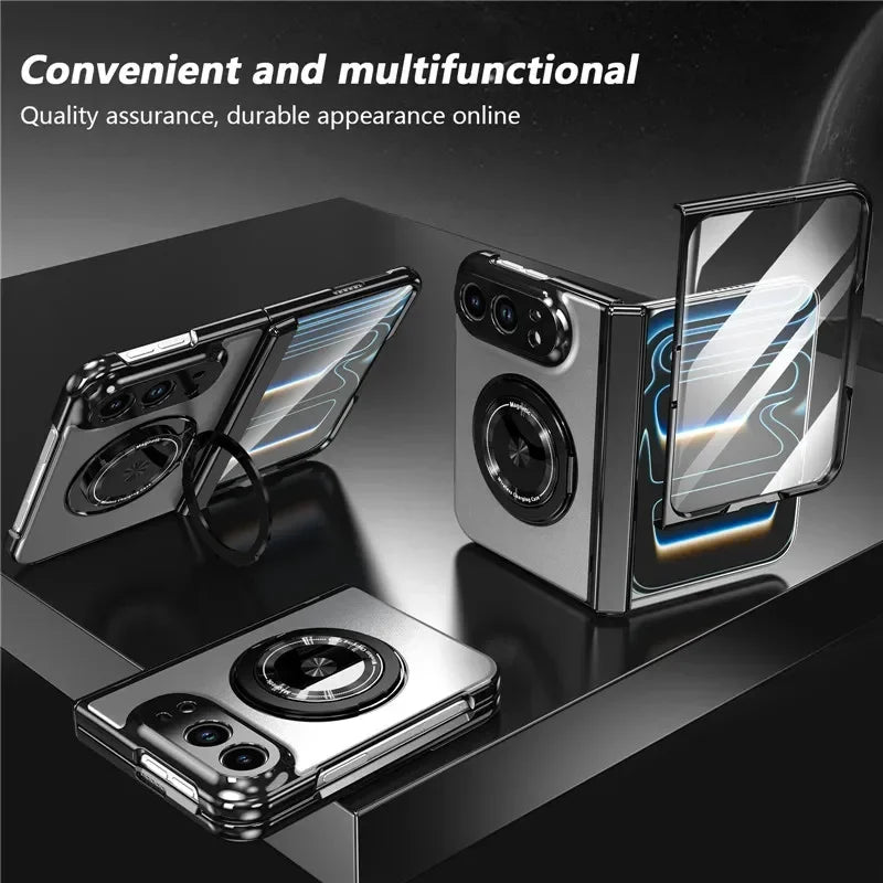 Matte Magnetic Case with Ring Holder for iPhone Duo