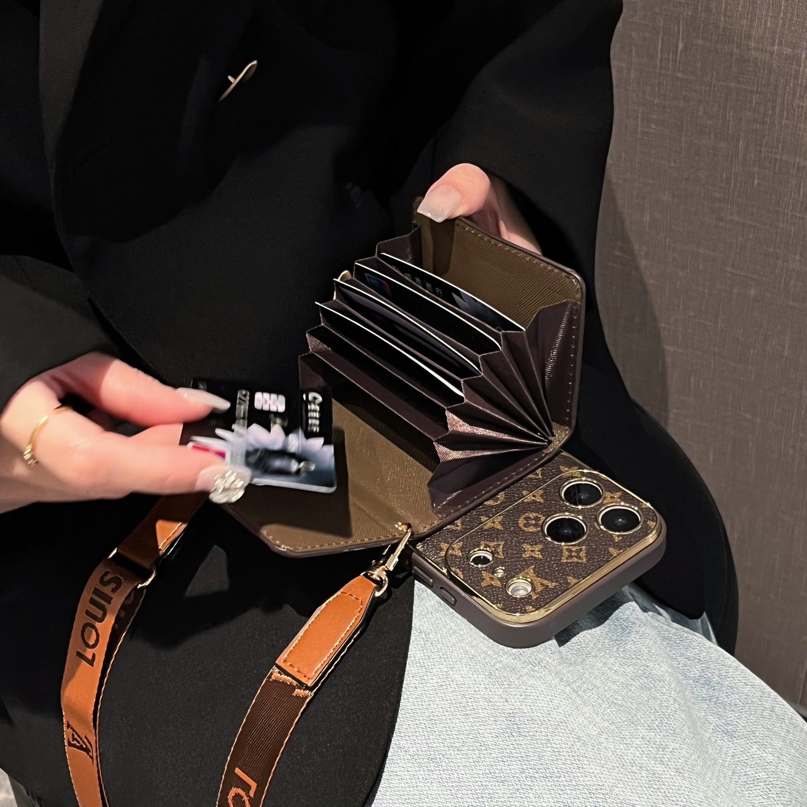 The Street Style Collection — Monogram Wallet iPhone Case with Crossbody Strap