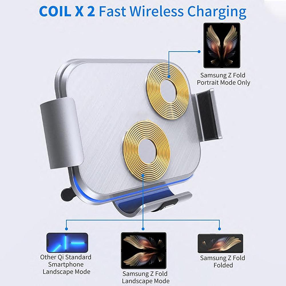 Dual-Coil Wireless Car fast Charger for Galaxy Z Fold 5 - CASESFULLY